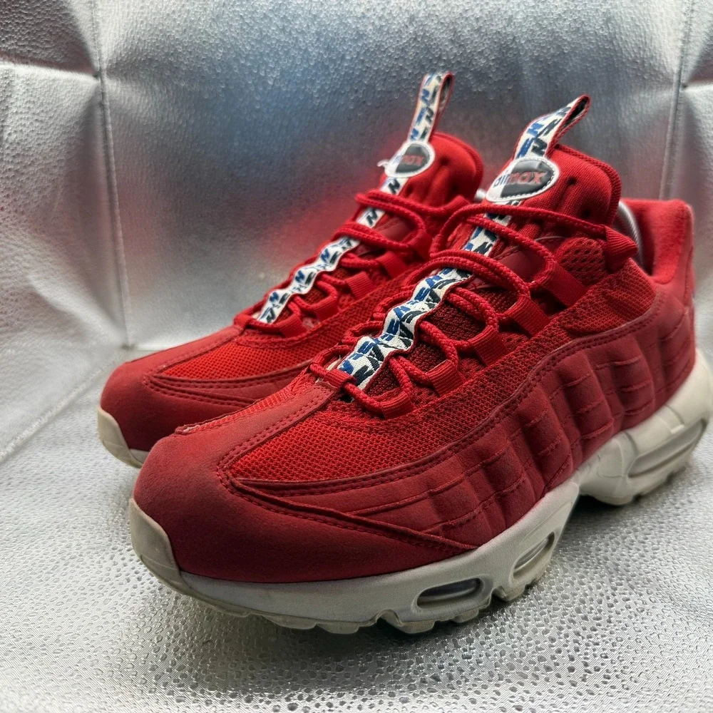 Size 9 Nike Air Max 95 TT Gym Red / Gym Blue-Sail Mens Athletic Shoes AJ1844-600